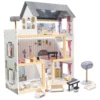 Domek dla lalek drewniany MDF mebelki 78cm biały LED