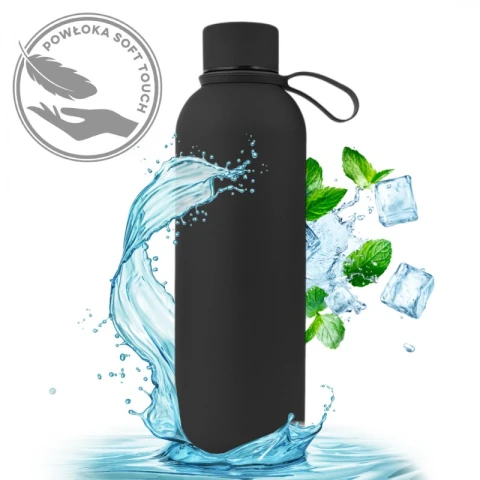 Bidon, butelka termiczna 500ML, stal nierdzewna z powłoką SOFT TOUCH czarny BD46CZ
