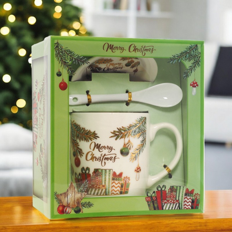 KUBEK ŚWIĄTECZNY - zestaw w pudełku z zaparzaczem i łyżeczką 400 ml KB16WZ2 - obrazek 2