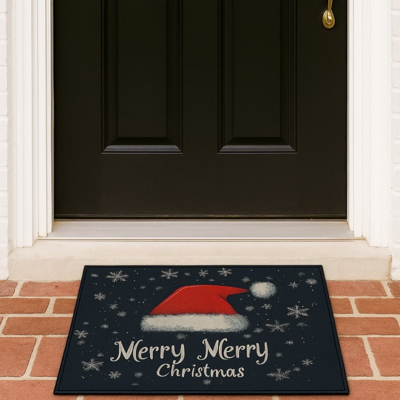 Dywanik wycieraczka świąteczna MERRY MERRY CHRISTMAS czarna 60x90cm DYW15 - obrazek 2