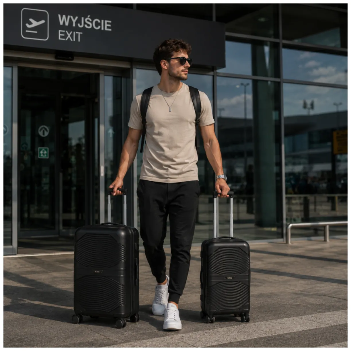 Zestaw 3w1 walizek podróżnych na kółkach, lekkie a wytrzymałe, na szyfr, premium czarne WP12CZ - obrazek 2