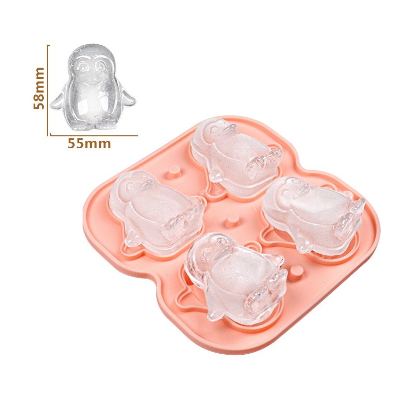 Foremki silikonowe do kostek lodów na 4 kostki PINGWINY FNL08 - obrazek 8