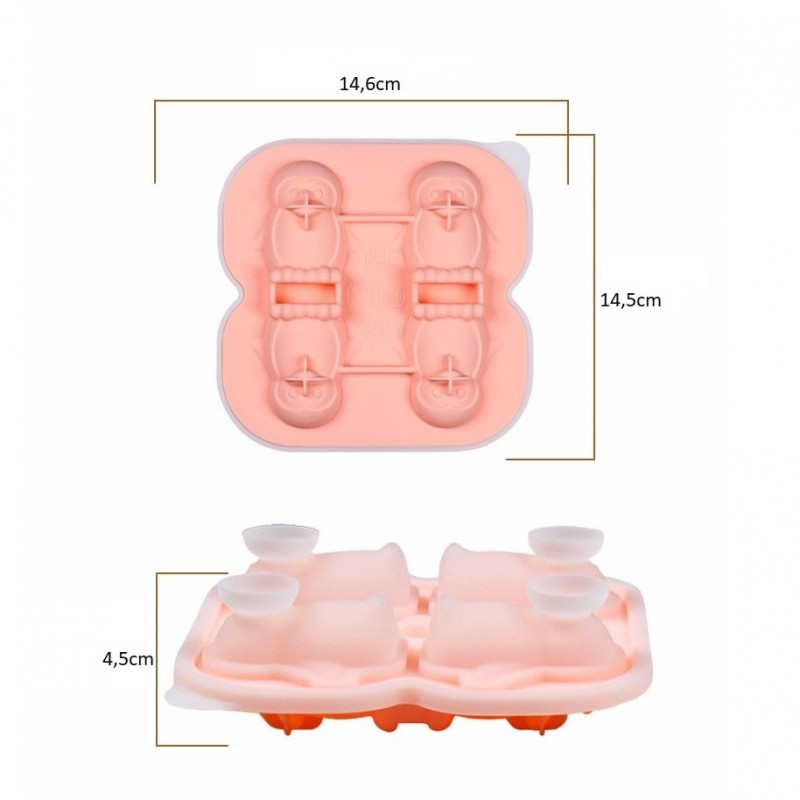 Foremki silikonowe do kostek lodów na 4 kostki PINGWINY FNL08 - obrazek 10