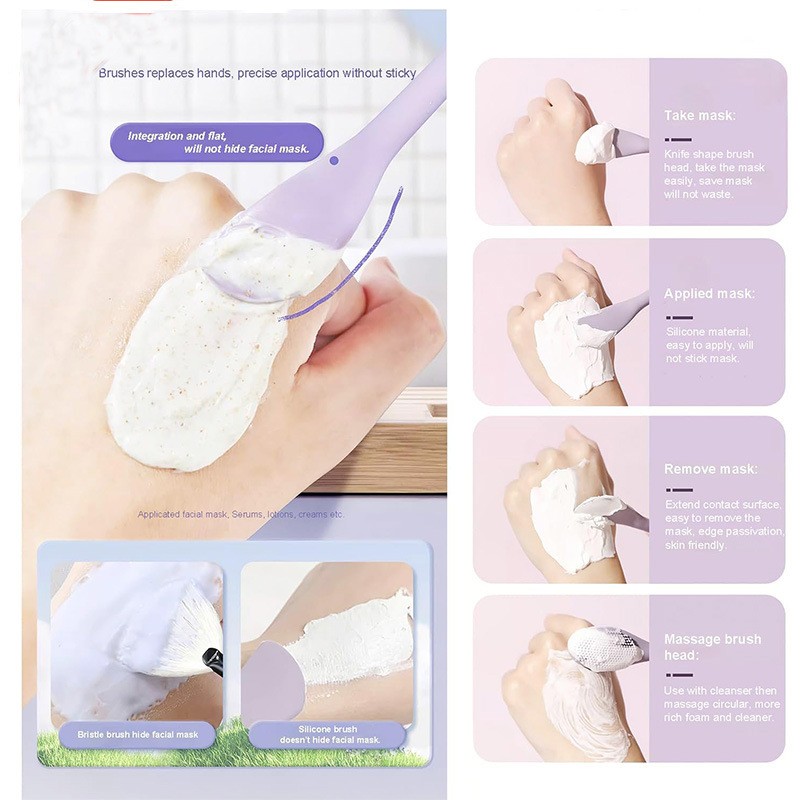 Silikonowa szczoteczka do pielęgnacji twarzy z aplikatorem 17,2 x 2,9 cm AK15FIO - obrazek 6