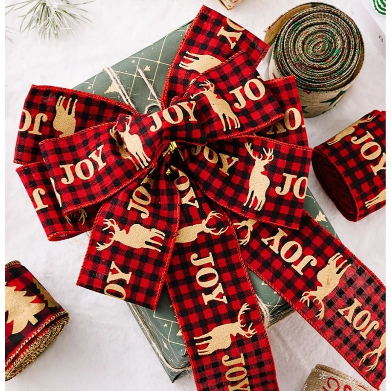 Taśma świąteczna na kokardę, wstążka na prezent Boże Narodzenie 5cm x 5m KSN85 - obrazek 4