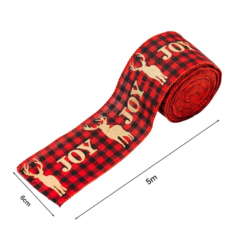 Taśma świąteczna na kokardę, wstążka na prezent Boże Narodzenie 5cm x 5m KSN85 - obrazek 5