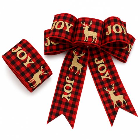 Taśma świąteczna na kokardę, wstążka na prezent Boże Narodzenie 5cm x 5m KSN85