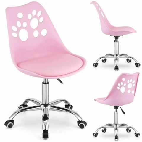 Fotel biurowy Puppy Love obrotowy do biurka, dziecięcy różowy KO16R