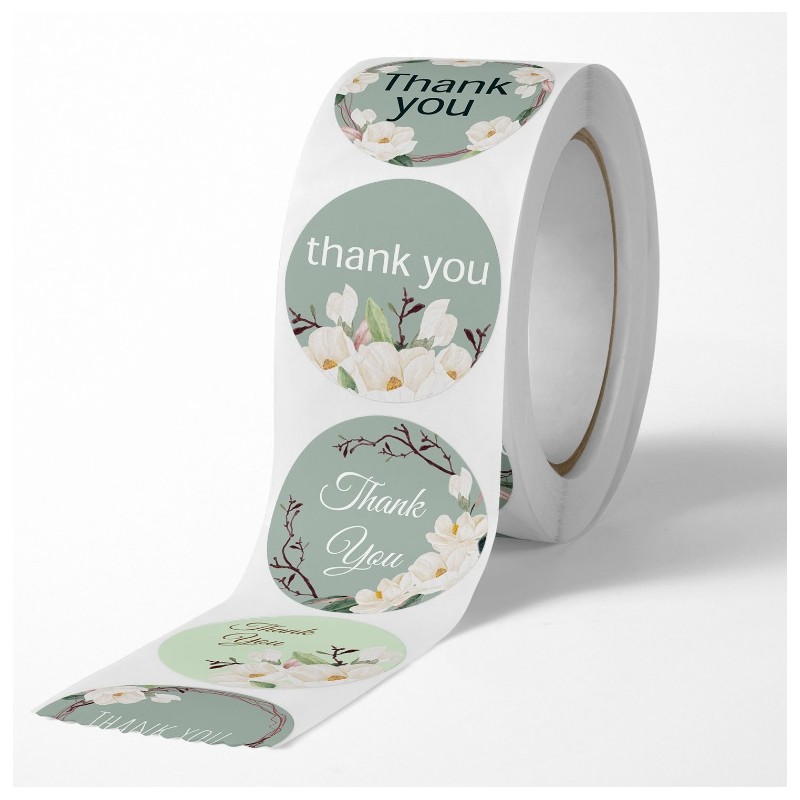 500 sztuk naklejek THANK YOU na taśmie średnica 25mm dekoracyjne naklejki samoprzylepne etykiety NNK06 - obrazek 3