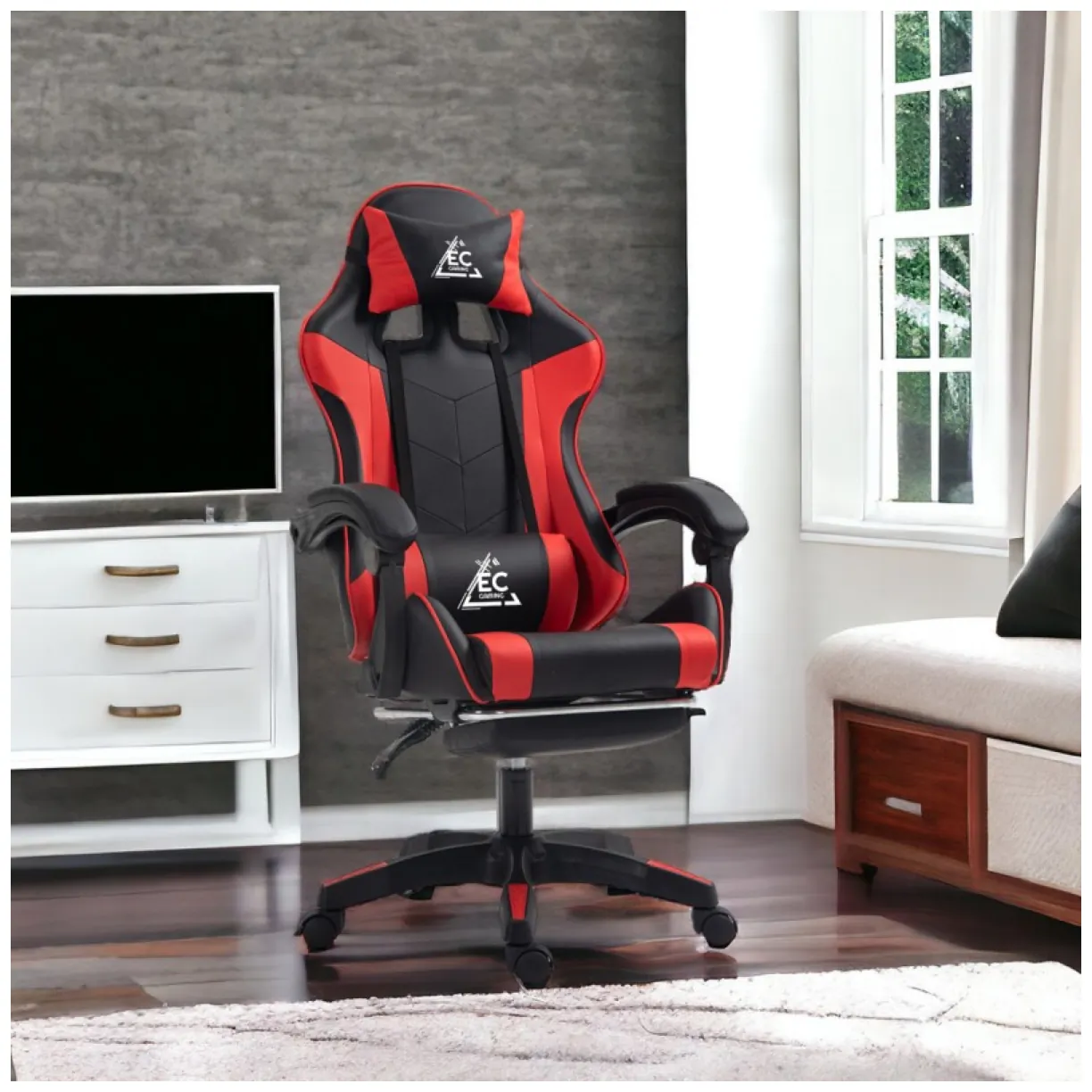 Fotel gamingowy obrotowy z podnóżkiem EC GAMING masażer - obrazek 6