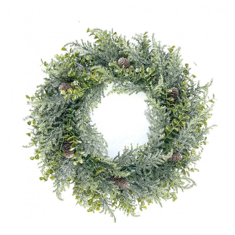 Wianek ozdobny na drzwi, stroik, sztuczna choina jak żywa - średnica 38 cm WSN24 - obrazek 2