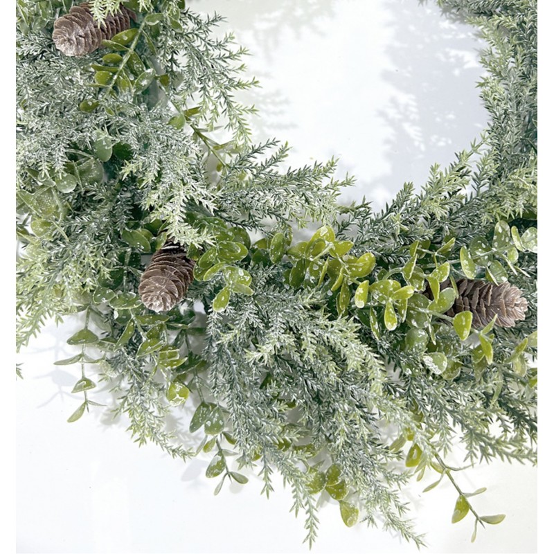 Wianek ozdobny na drzwi, stroik, sztuczna choina jak żywa - średnica 38 cm WSN24 - obrazek 3