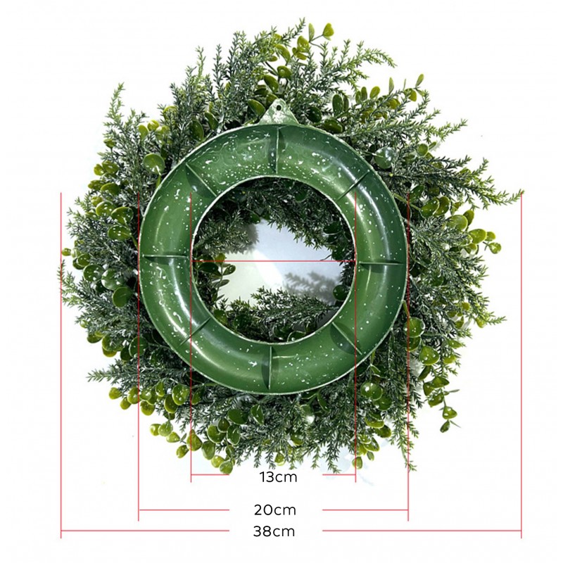 Wianek ozdobny na drzwi, stroik, sztuczna choina jak żywa - średnica 38 cm WSN24 - obrazek 4