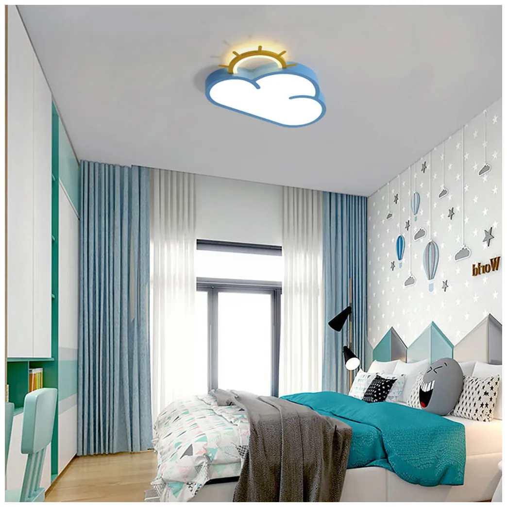 Lampa LED sufitowa plafon do pokoju dziecięcego ściemniana + pilot chmurka niebieska - obrazek 10