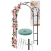 Pergola ogrodowa metalowa łuk uchwyt na róże kwiaty pnącza 240cm zielony