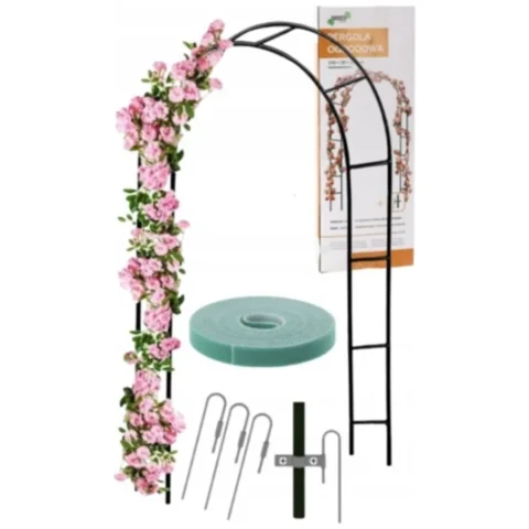 Pergola ogrodowa metalowa łuk uchwyt na róże kwiaty pnącza 240cm zielony