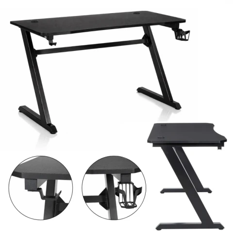 Biurko gamingowe, komputerowe z uchwytami na słuchawki, wodę 120 x 60 x 75 cm czarne STL25CZ