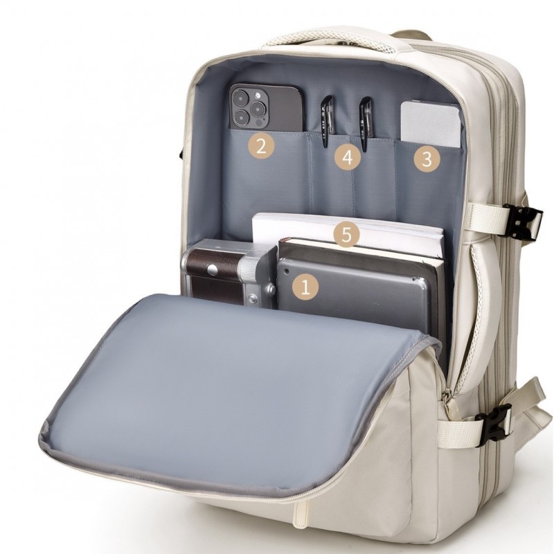 Plecak podróżny, kabinowy do samolotu, wodoodporny z USB, 44x30x16/26cm PL177 - obrazek 6