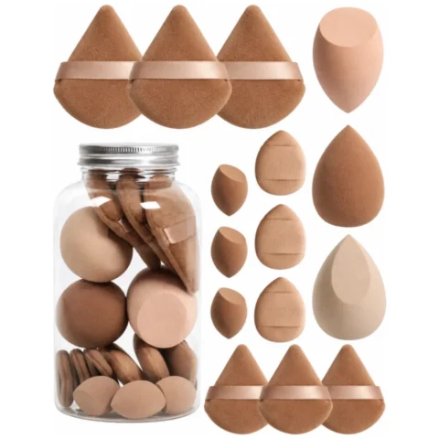 Zestaw 15 gąbeczek do makijażu BROWN CREAM DUO GB21BR