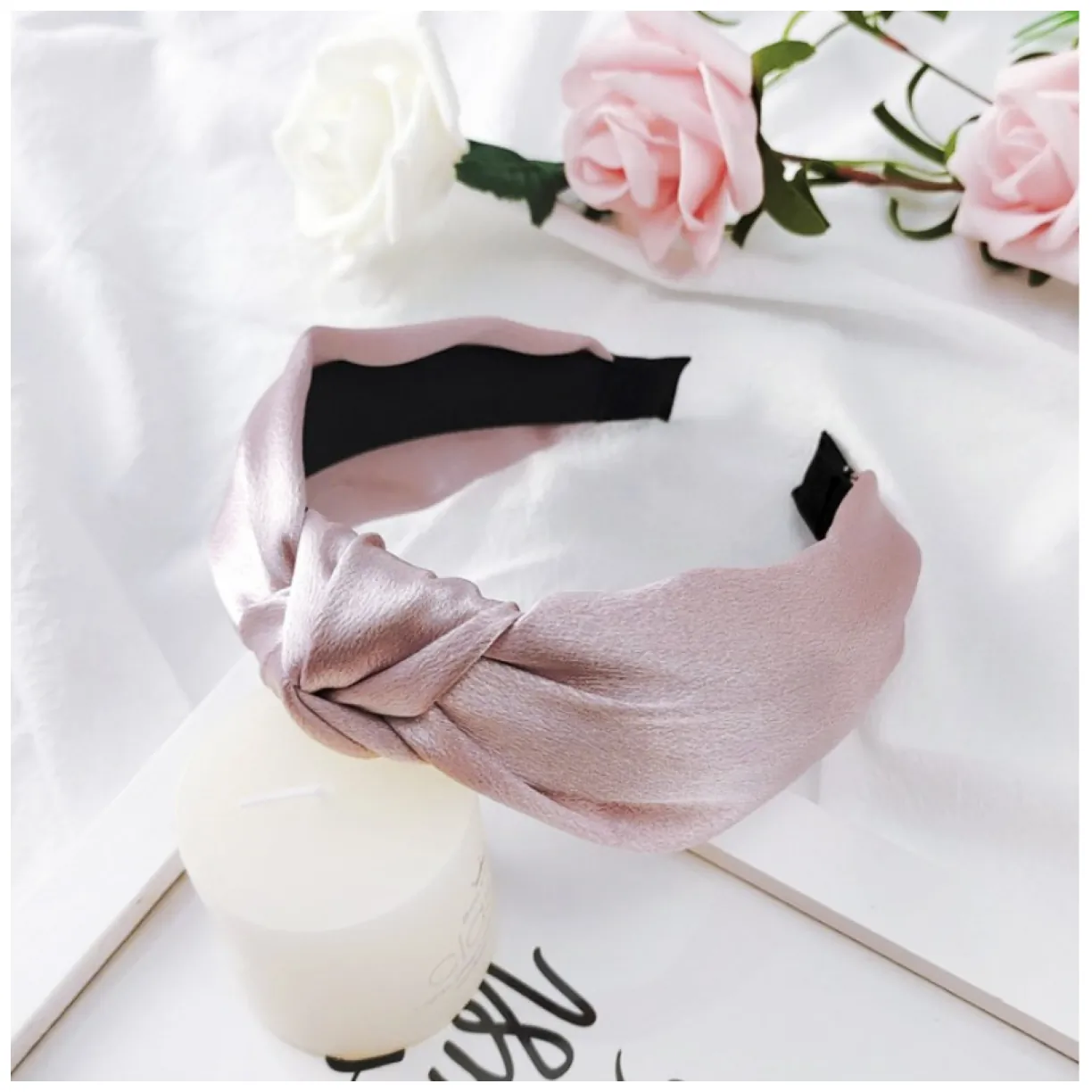 Opaska turban z materiału satynowa O228WRZ