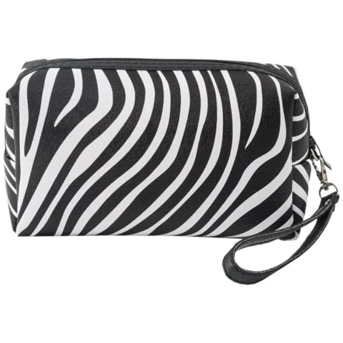 Kosmetyczka rozkładana czarna wzór zebra  kuferek