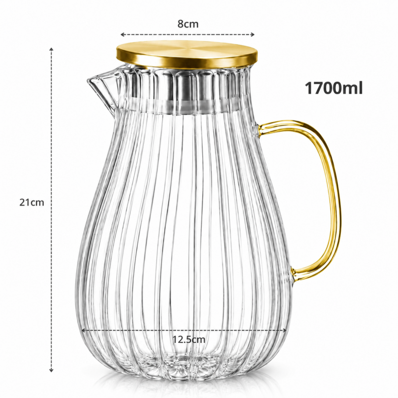 Dzbanek z falowanymi ściankami i uchwytem z pokrywką 1700 ml 1szt DZ05 - obrazek 2