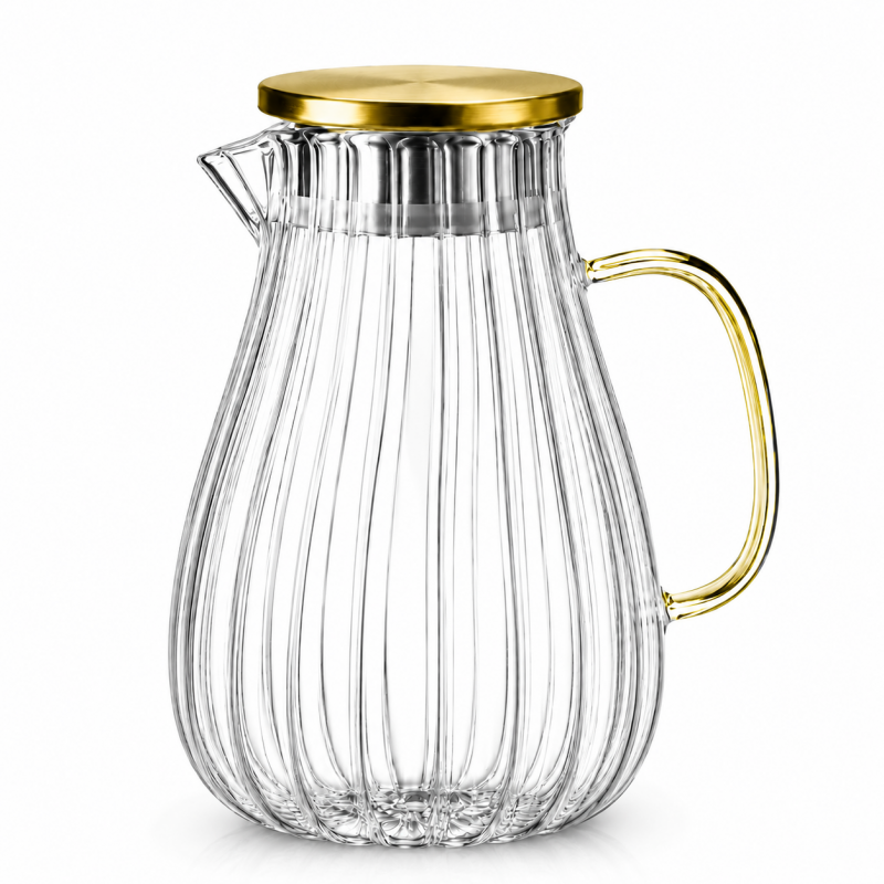 Dzbanek z falowanymi ściankami i uchwytem z pokrywką 1700 ml 1szt DZ05 - obrazek 3