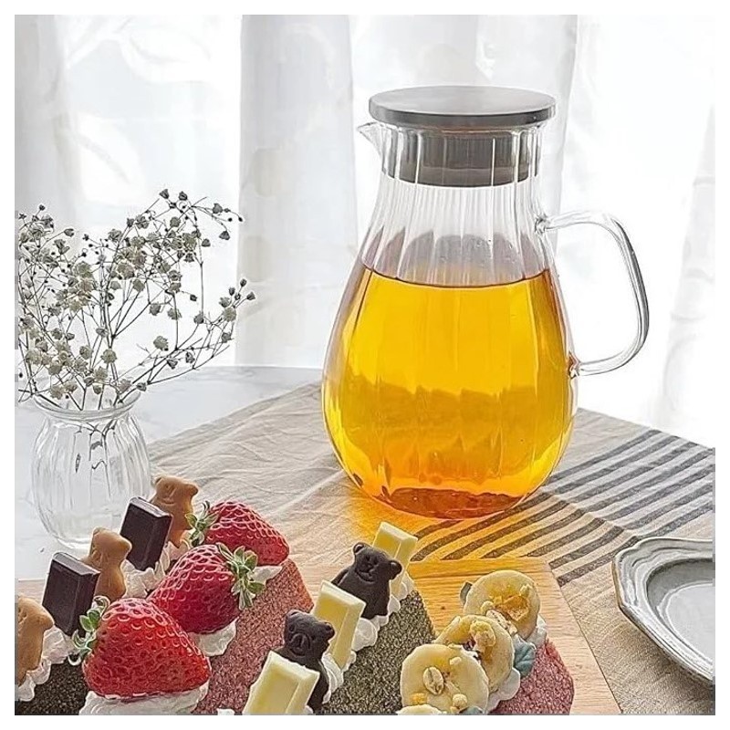 Dzbanek z falowanymi ściankami i uchwytem z pokrywką 1700 ml 1szt DZ05 - obrazek 8