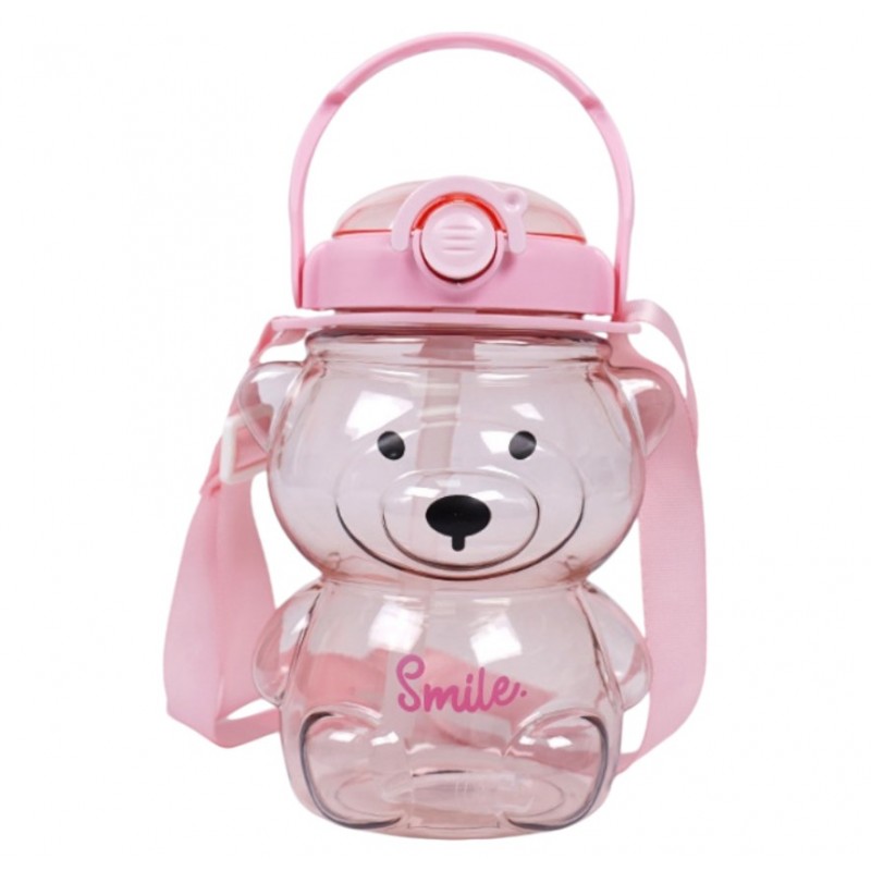 Butelka na wodę z uchwytem SWEET BEAR PINK 1000 ML BD27 - obrazek 3