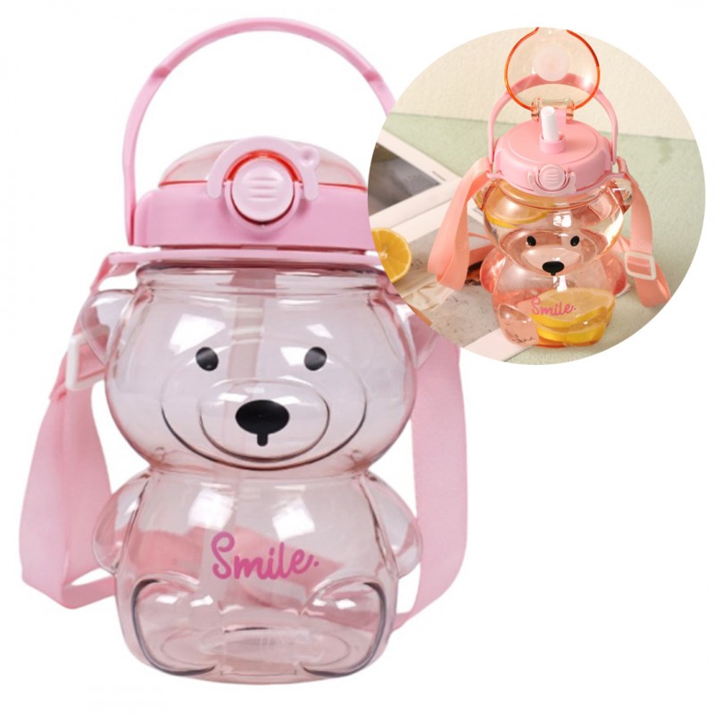 Butelka na wodę z uchwytem SWEET BEAR PINK 1000 ML BD27 - obrazek 4