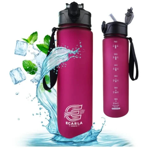 Butelka na wodę, sportowy bidon matowy 750ML bordowy ECARLA SPORTS BD49
