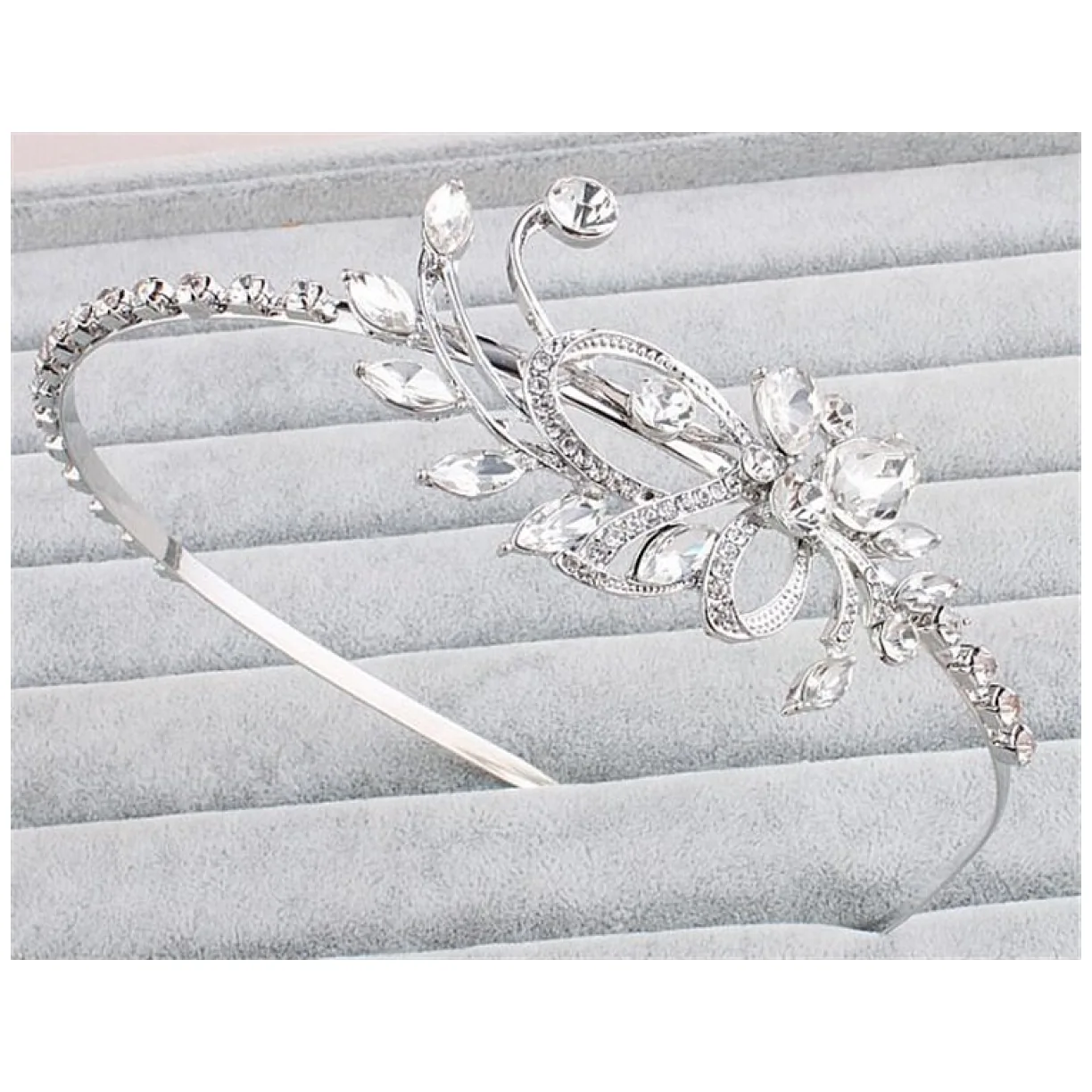 Ślubna opaska do włosów FLORAL CRYSTAL - obrazek 3