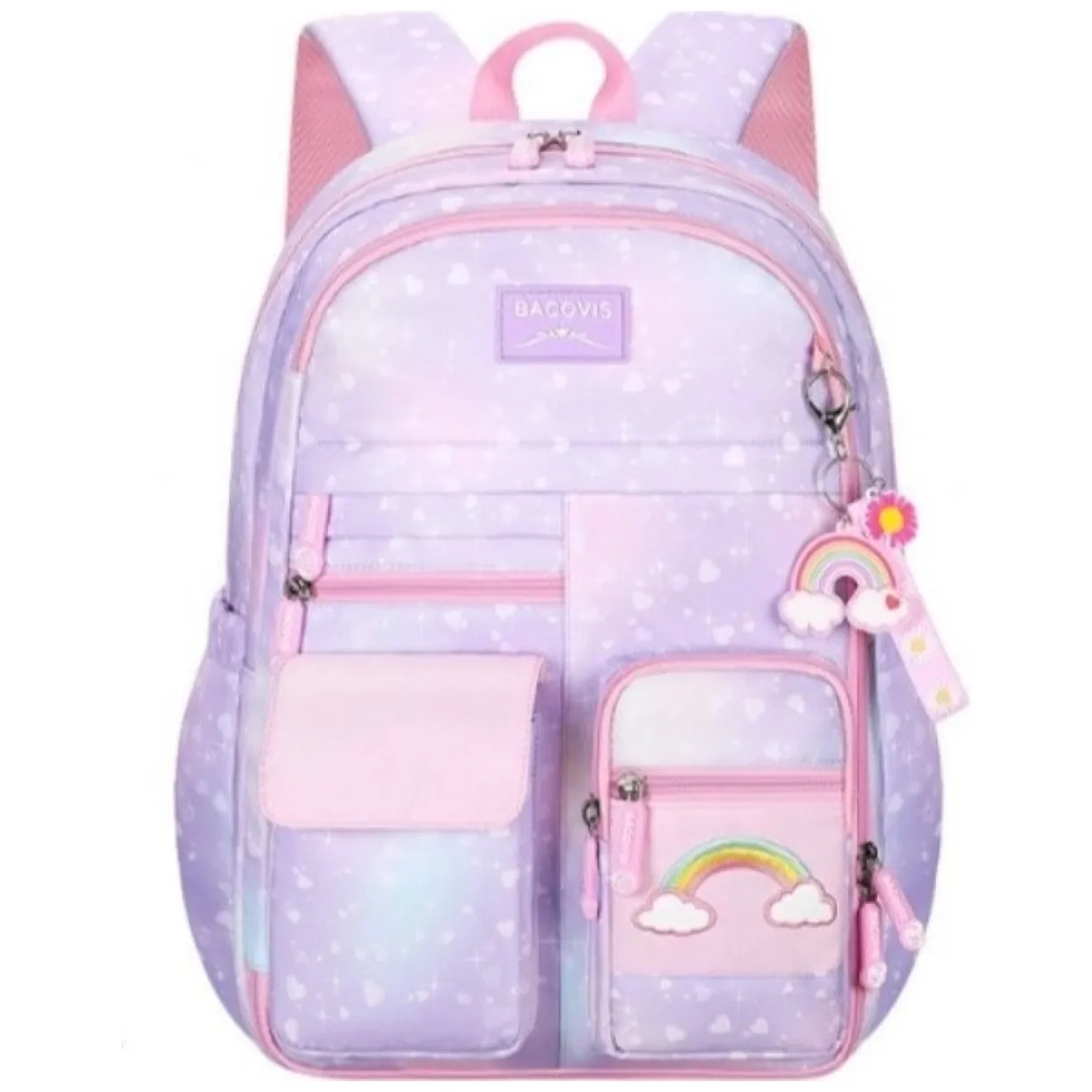 Plecak RAINBOW sweet szkolny uniwersalny z brelokiem, kieszonki PL161 - obrazek 2