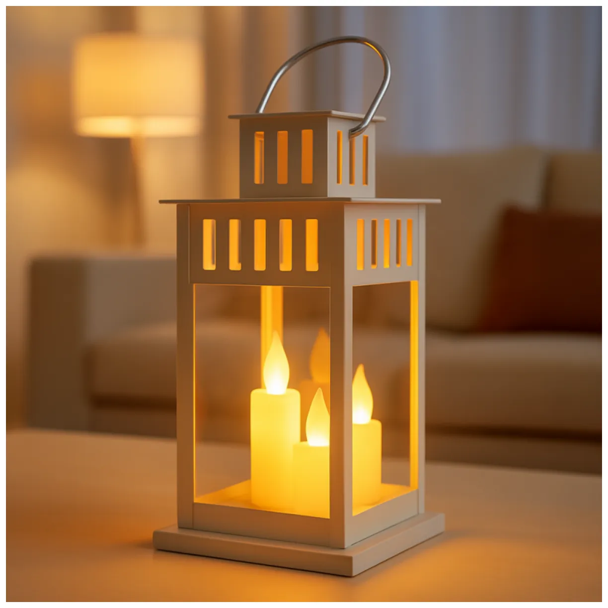 Lampion dekoracyjny LED z imitacją świecy 8 x 15 cm - LAMP57B - obrazek 3