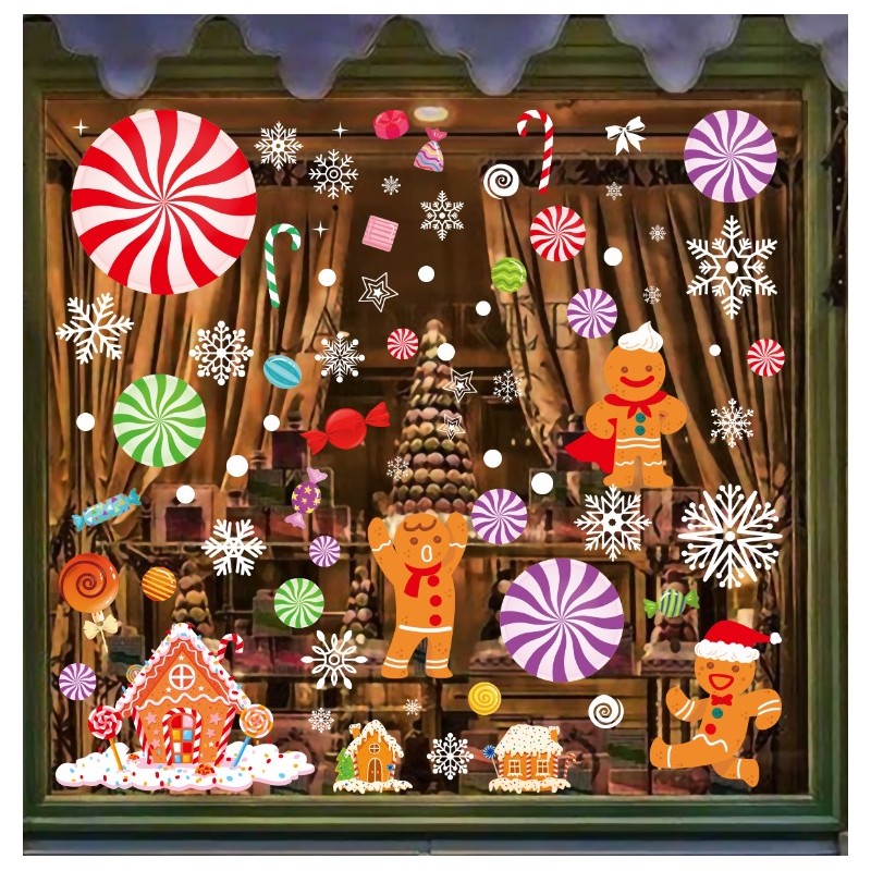 Świąteczne naklejki kolorowe na okno 6 Arkuszy 20 x 30 cm NKD14 - obrazek 2