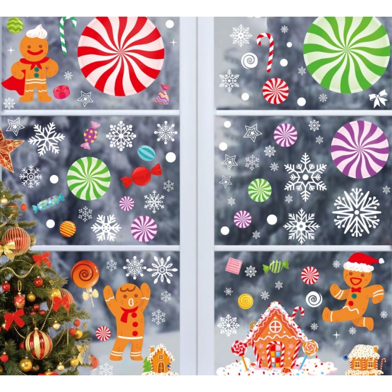 Świąteczne naklejki kolorowe na okno 6 Arkuszy 20 x 30 cm NKD14 - obrazek 3