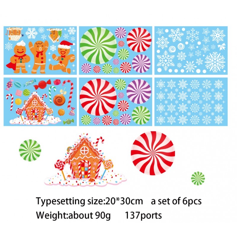 Świąteczne naklejki kolorowe na okno 6 Arkuszy 20 x 30 cm NKD14 - obrazek 4