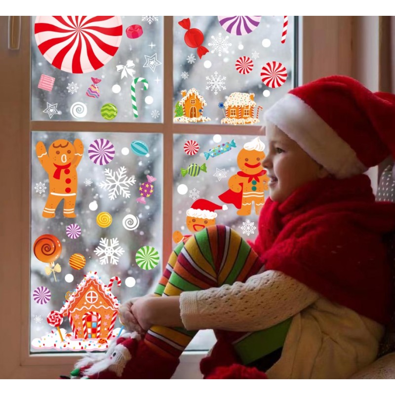 Świąteczne naklejki kolorowe na okno 6 Arkuszy 20 x 30 cm NKD14 - obrazek 5