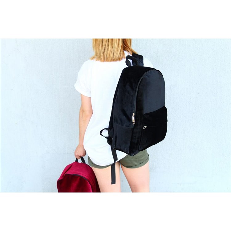 Plecak aksamitny VELVET CZERŃ - obrazek 3