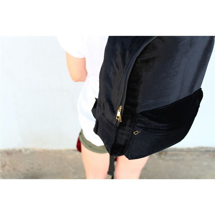 Plecak aksamitny VELVET CZERŃ - obrazek 4