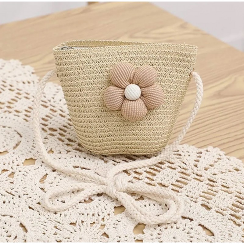 ZESTAW torebka i kapelusz 52cm dla dziewczynki słomiane KWIAT CZ55 - obrazek 5