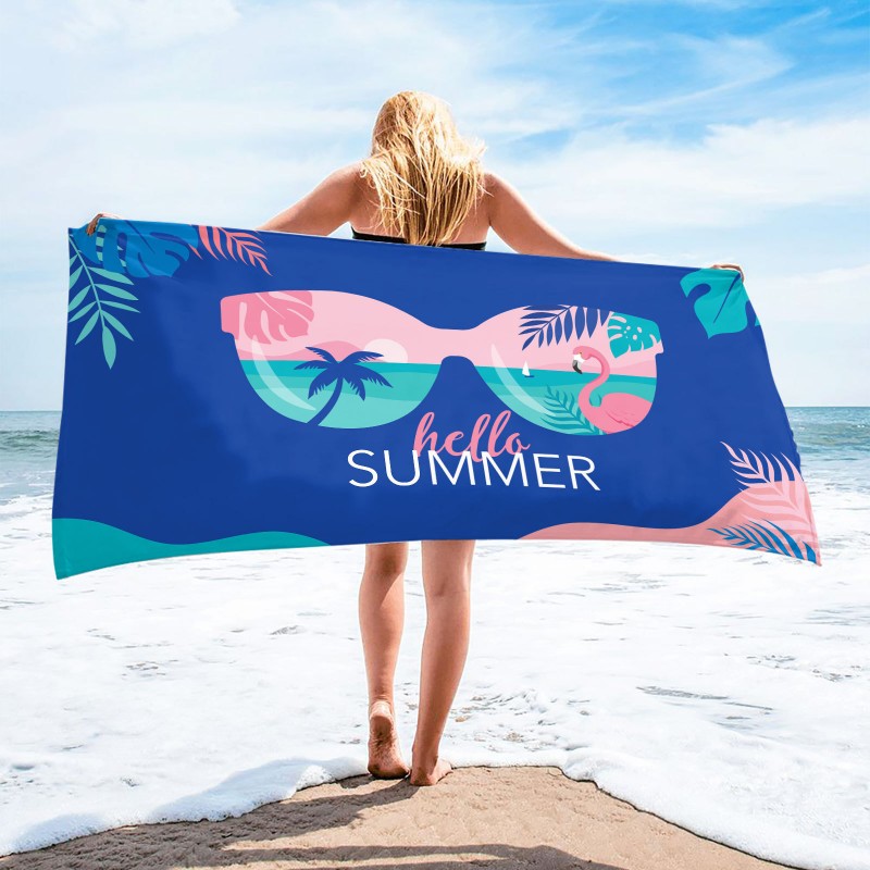 Ręcznik plażowy prostokątny niebieski HELLO SUMMER 150x70 REC54WZ9 - obrazek 2