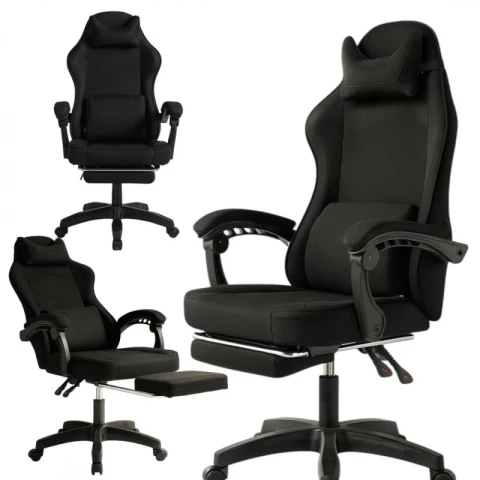 Fotel gamingowy obrotowy VECTOR z masażerem i podnóżkiem KO48CZ