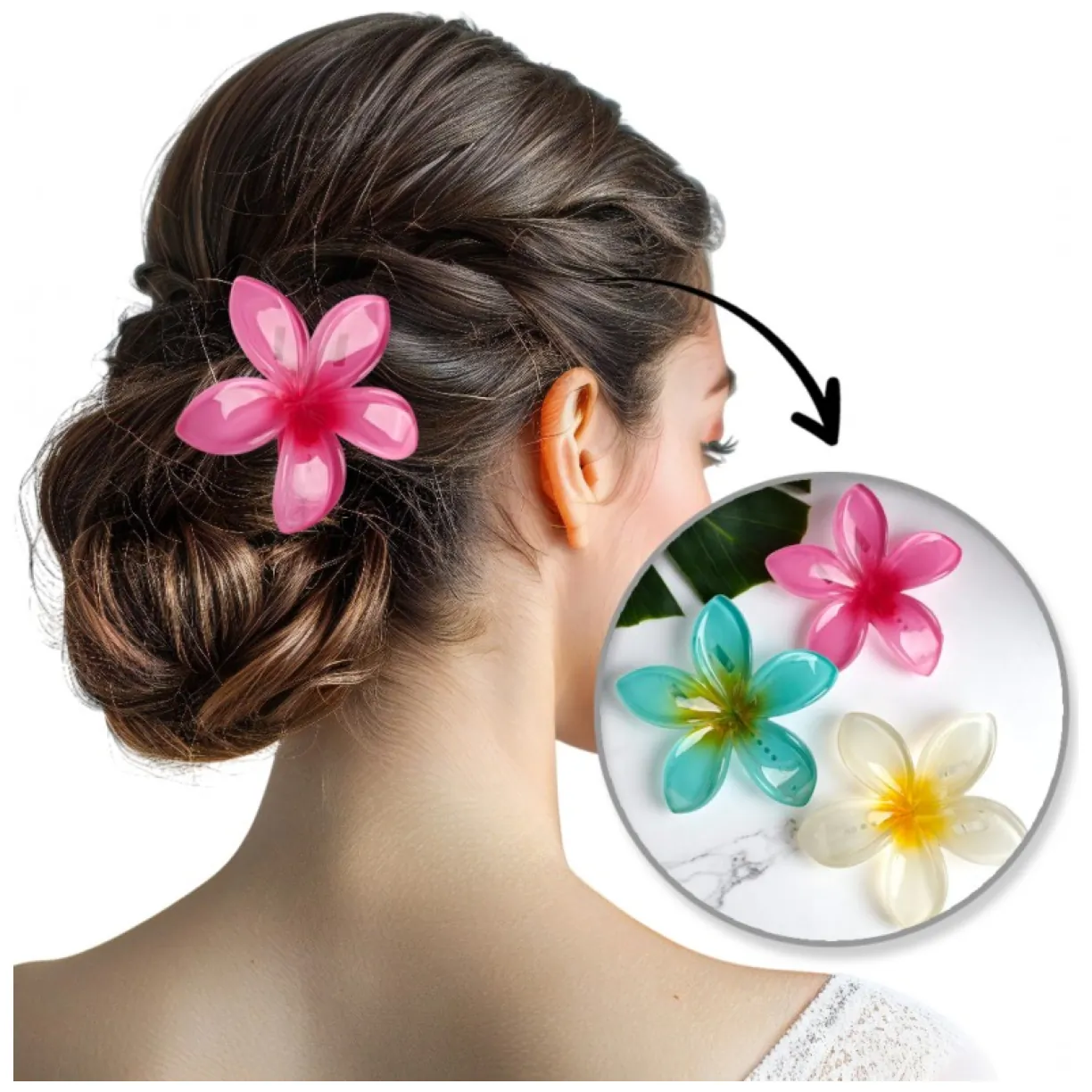 Spinka do włosów klamra XL KLIPS kwiat różowy ombre 6 cm SP403
