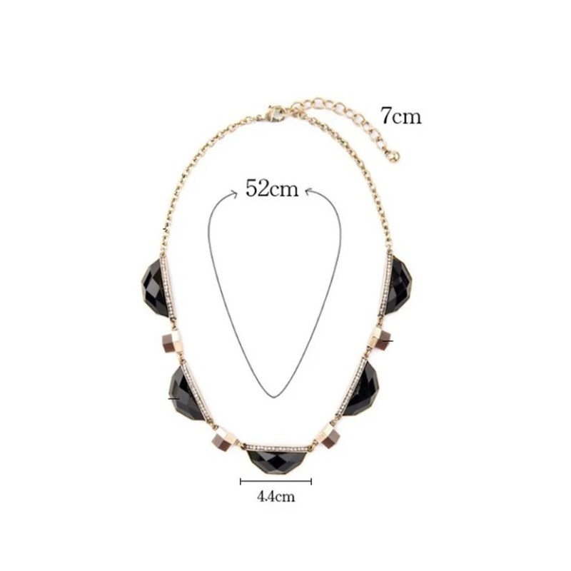 Naszyjnik Kolia czarny Kamień i złoto N573 - obrazek 3