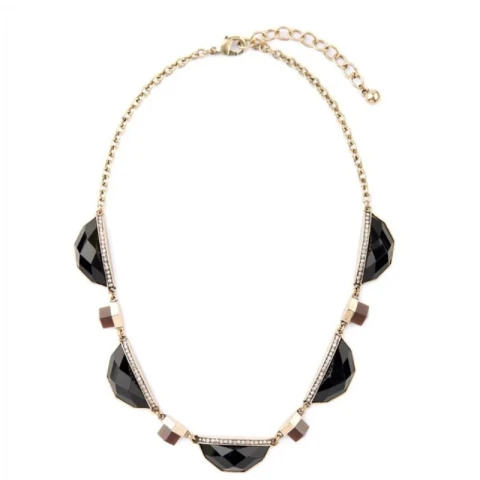 Naszyjnik Kolia czarny Kamień i złoto N573