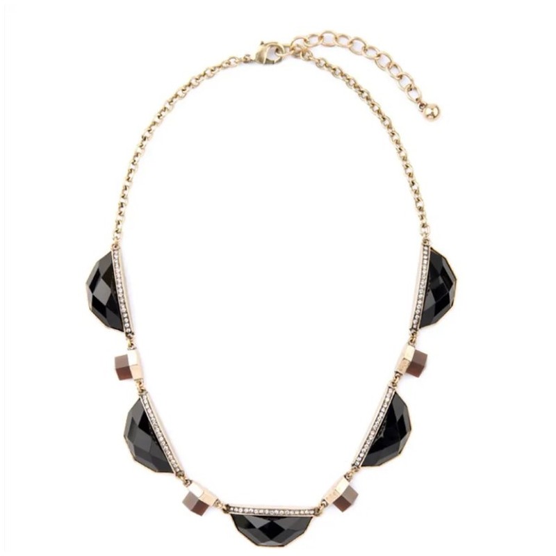 Naszyjnik Kolia czarny Kamień i złoto N573