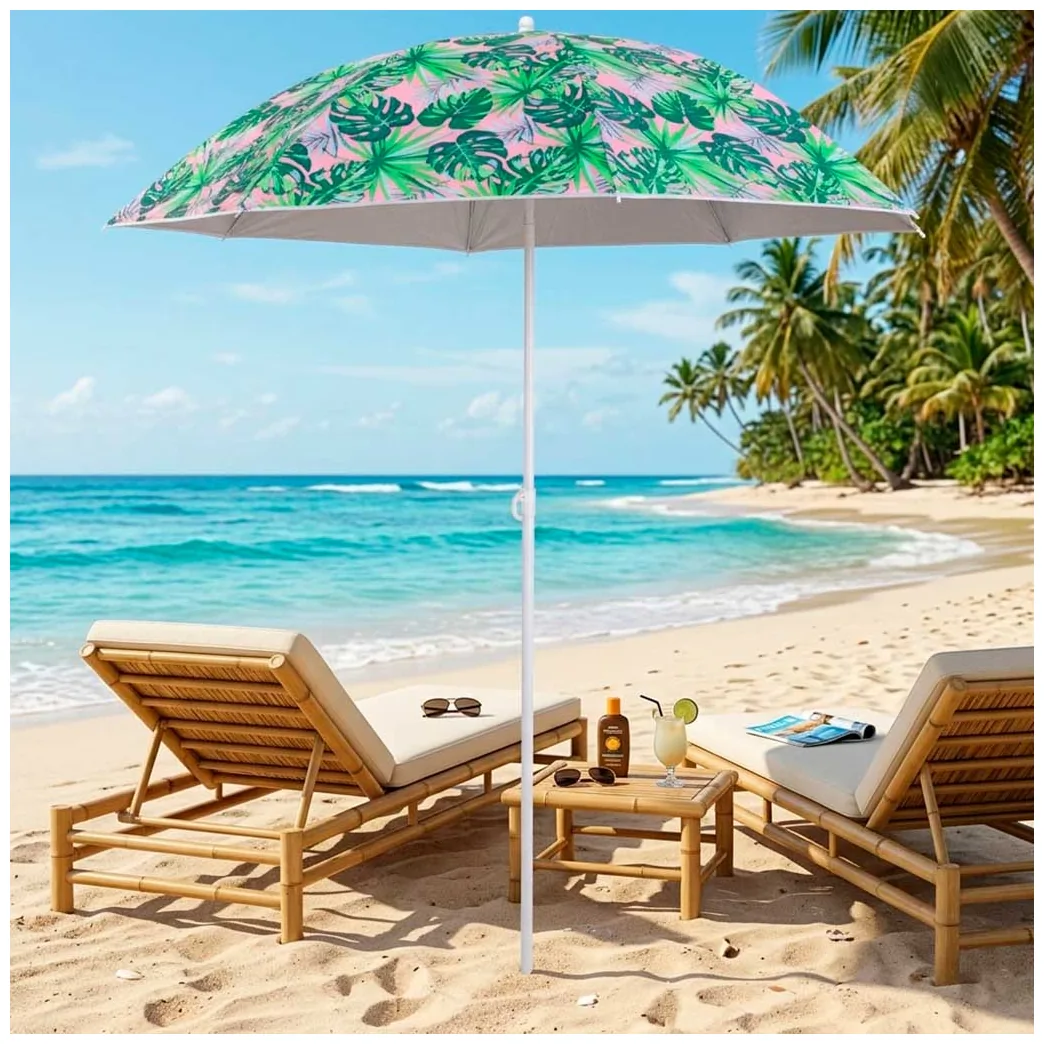 Parasol ogrodowy plażowy regulowany łamany 150cm liście UV - obrazek 10