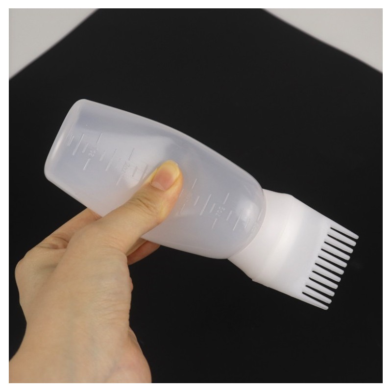 Grzebień, aplikator butelka, szczotka z podziałką do wcierek, farb i maseczek do włosów 60 ml SCZ06R - obrazek 4