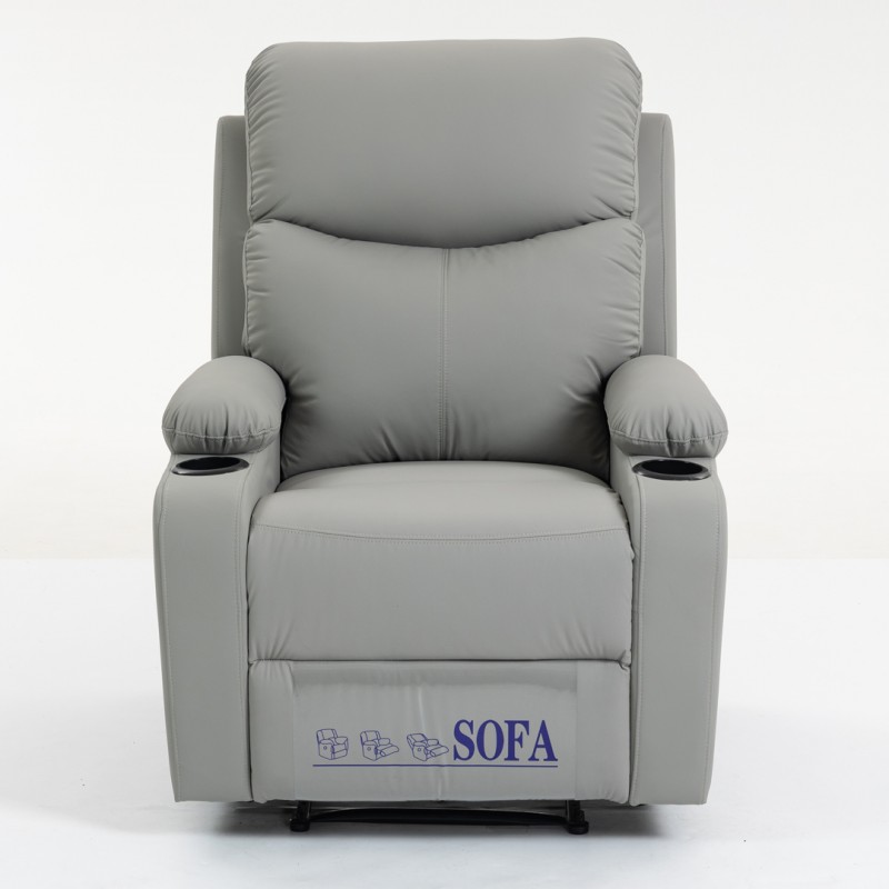 Fotel, sofa rozkładana jednoosobowa VERO z uchwytem na napój, ekoskóra szary SOF01SZ - obrazek 6